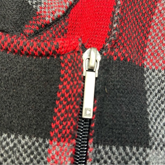 CHAPS Ralph Lauren Buffalo Check Plaid Red Black Asymmetrical Full Zip Vest Sz M - Picture 6 of 13